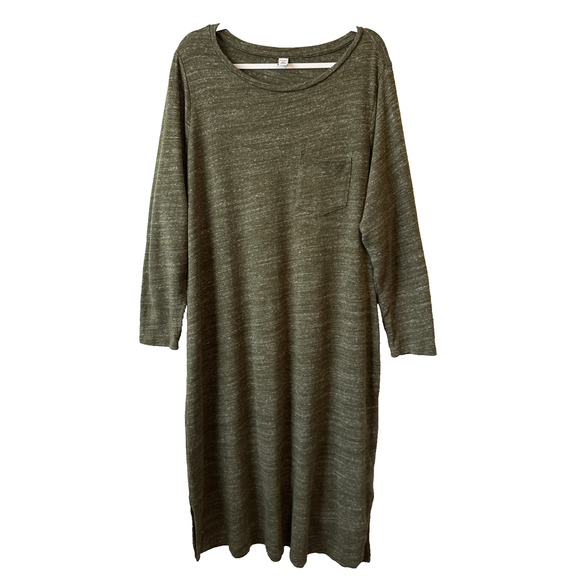 Old Navy Womens Plus Size XXL Boho Olive Green Heathered Maxi Comfy Knit Dress - Picture 1 of 10